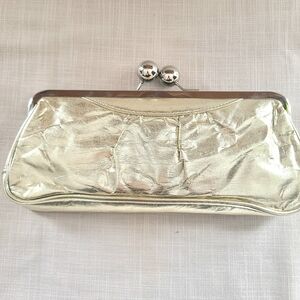 PROMO B2G1F - Aldo Gold Metallic Kiss Lock Clutch Bag with Chain Strap